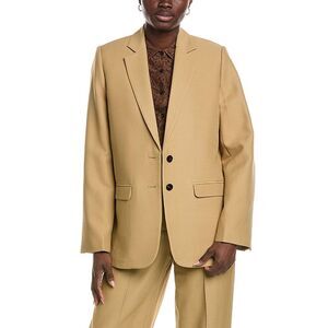 Co Womens  Boxy Wool-Blend Blazer, Tan